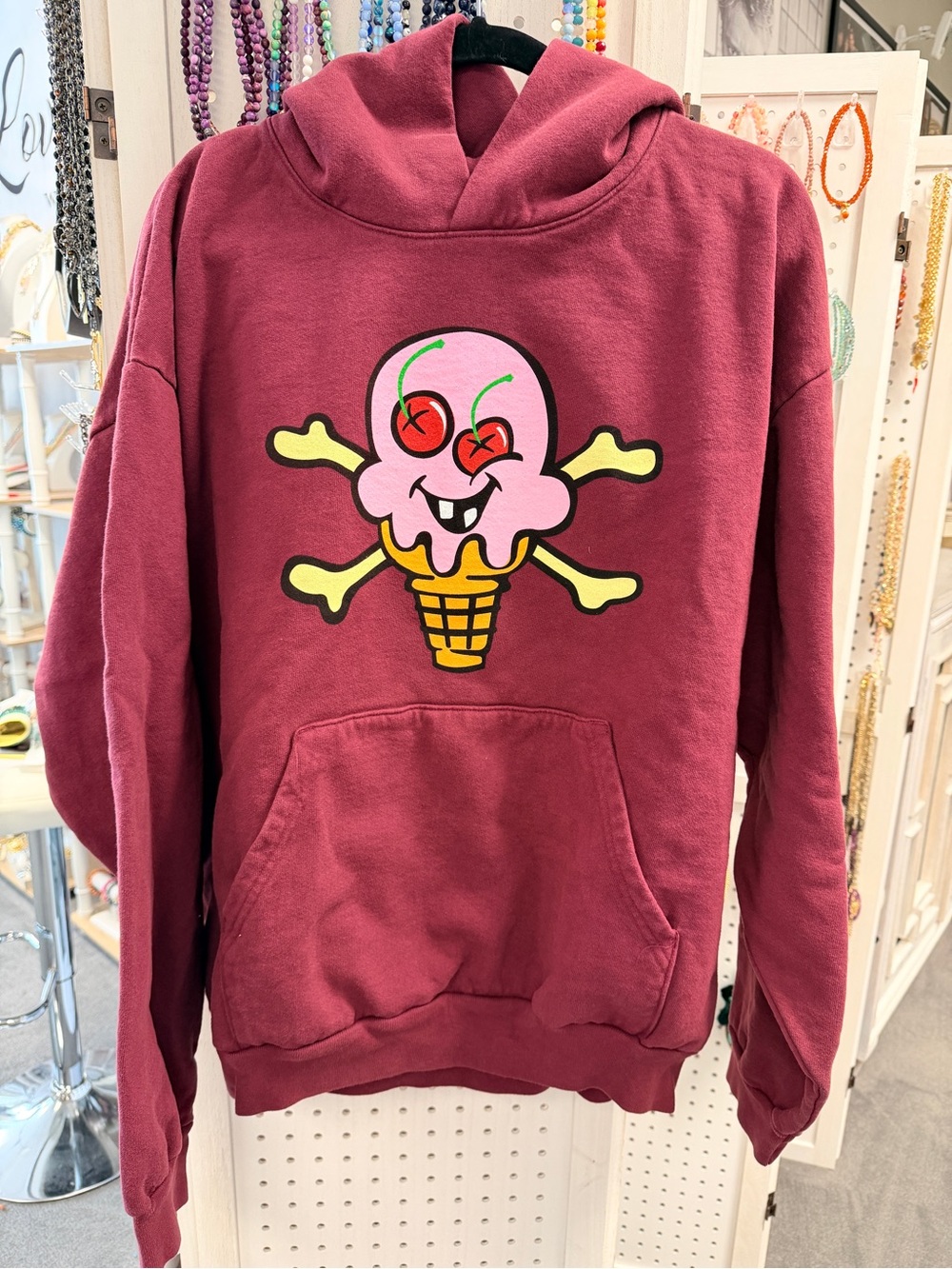 Don Toliver NEW Maroon Graphic Ice Cream Skull Hoodie size Xl